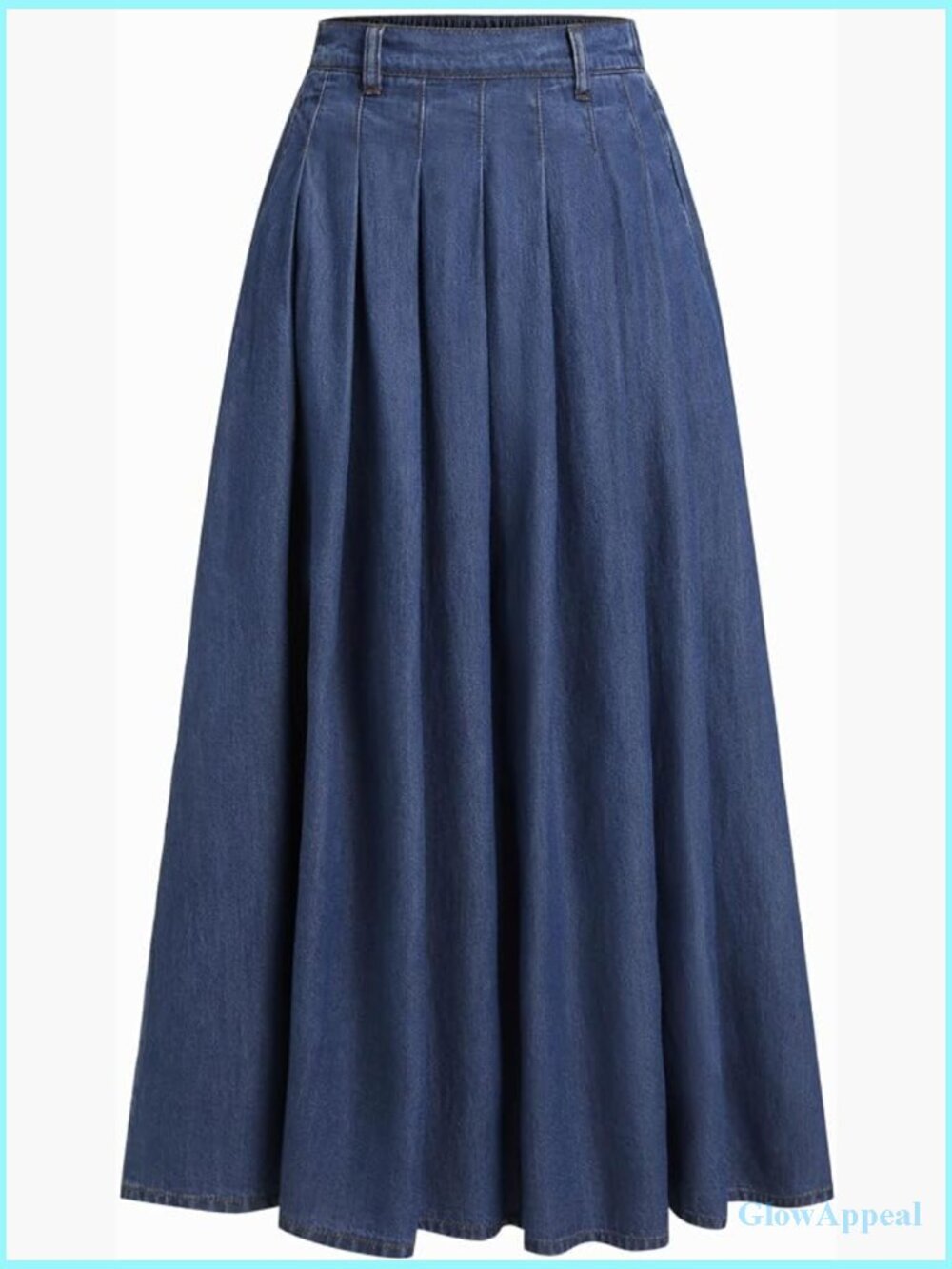 High Waist Pleated A-Line Maxi Skirt with Pockets